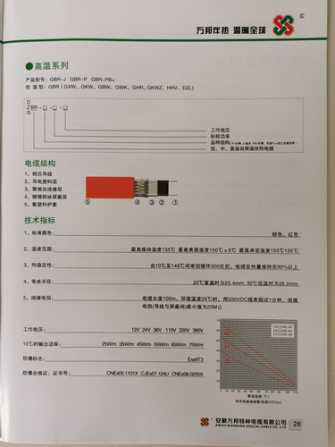 安徽万邦特种电缆有限公司，伴热电缆 低温系列 ，中温系列， 高